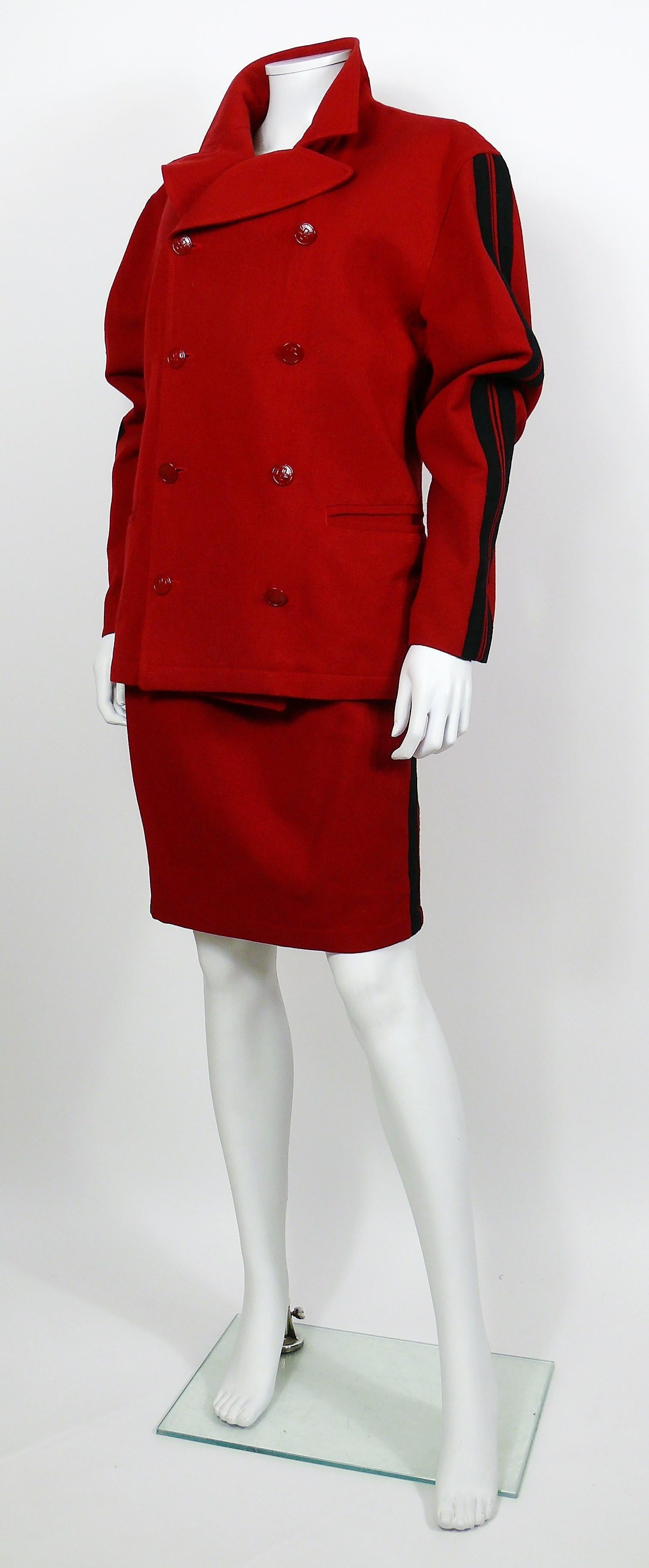 Women's Jean Paul Gaultier Vintage Red Wool Blend Skirt Suit