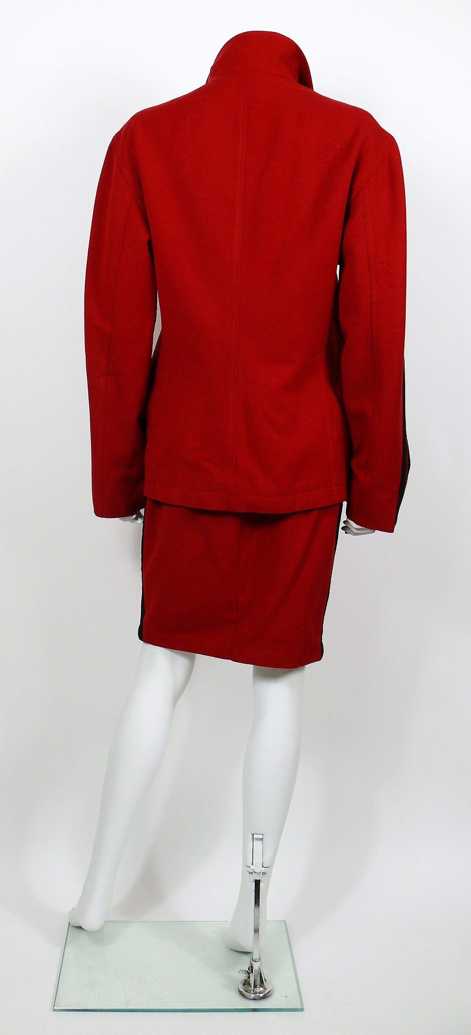 Jean Paul Gaultier Vintage Red Wool Blend Skirt Suit 1