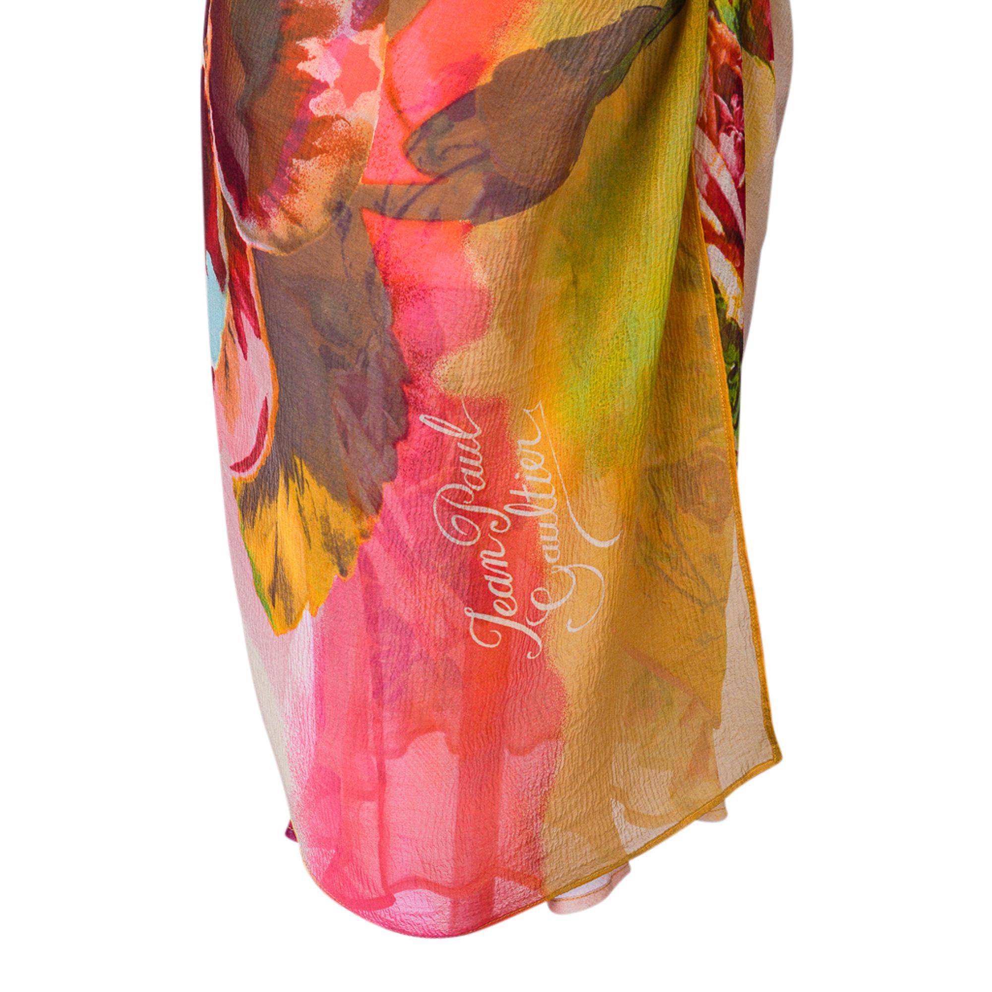 Jean Paul Gaultier Vintage Rich Flower Print Halter Dress 1990's 40 / 6 In Excellent Condition For Sale In Miami, FL