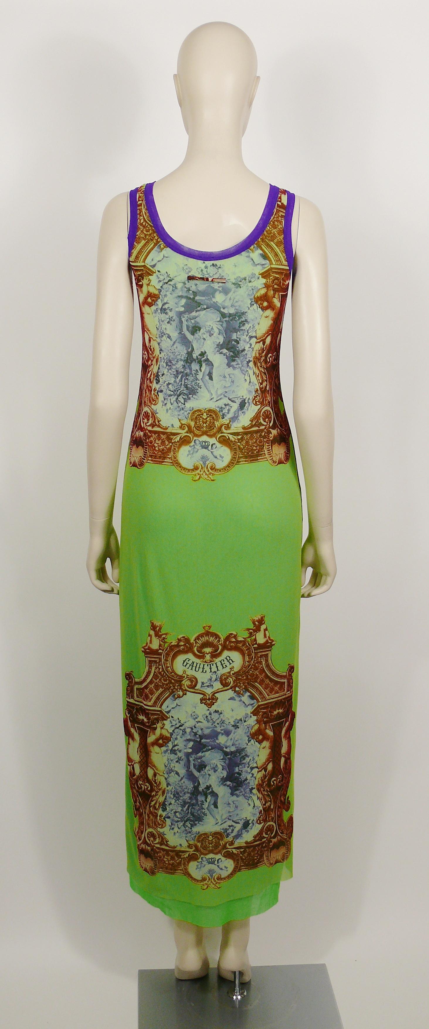 Jean Paul Gaultier Vintage Rococo Print Tank Mesh Dress Size M In Good Condition In Nice, FR