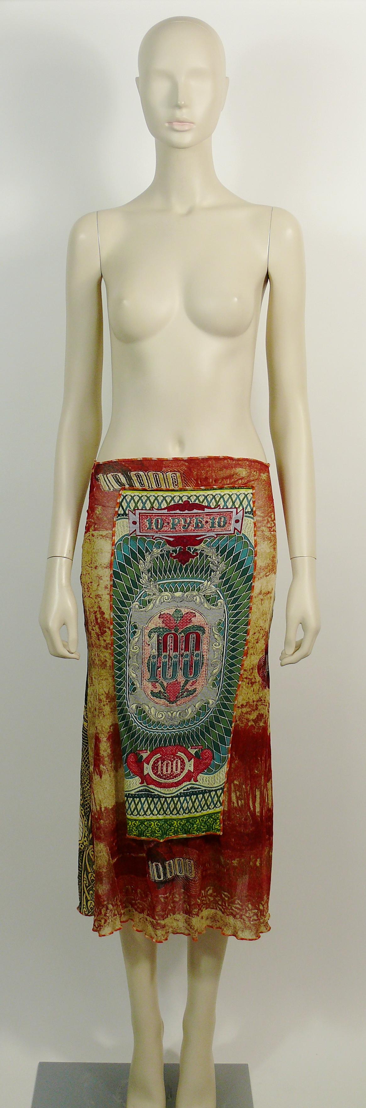 Women's Jean Paul Gaultier Vintage Rouble Banknote Print Skirt