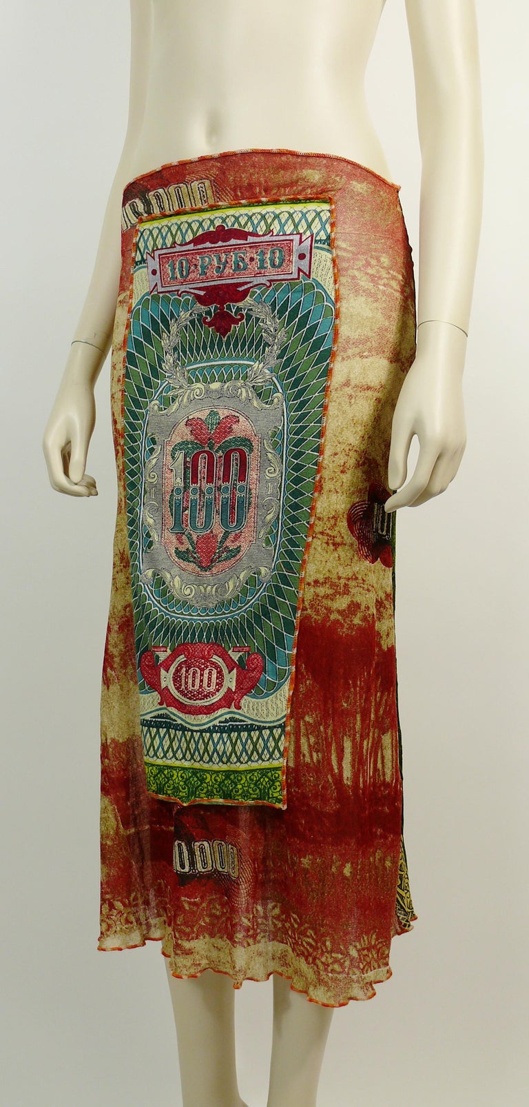 Jean Paul Gaultier Vintage Rouble Banknote Print Skirt at