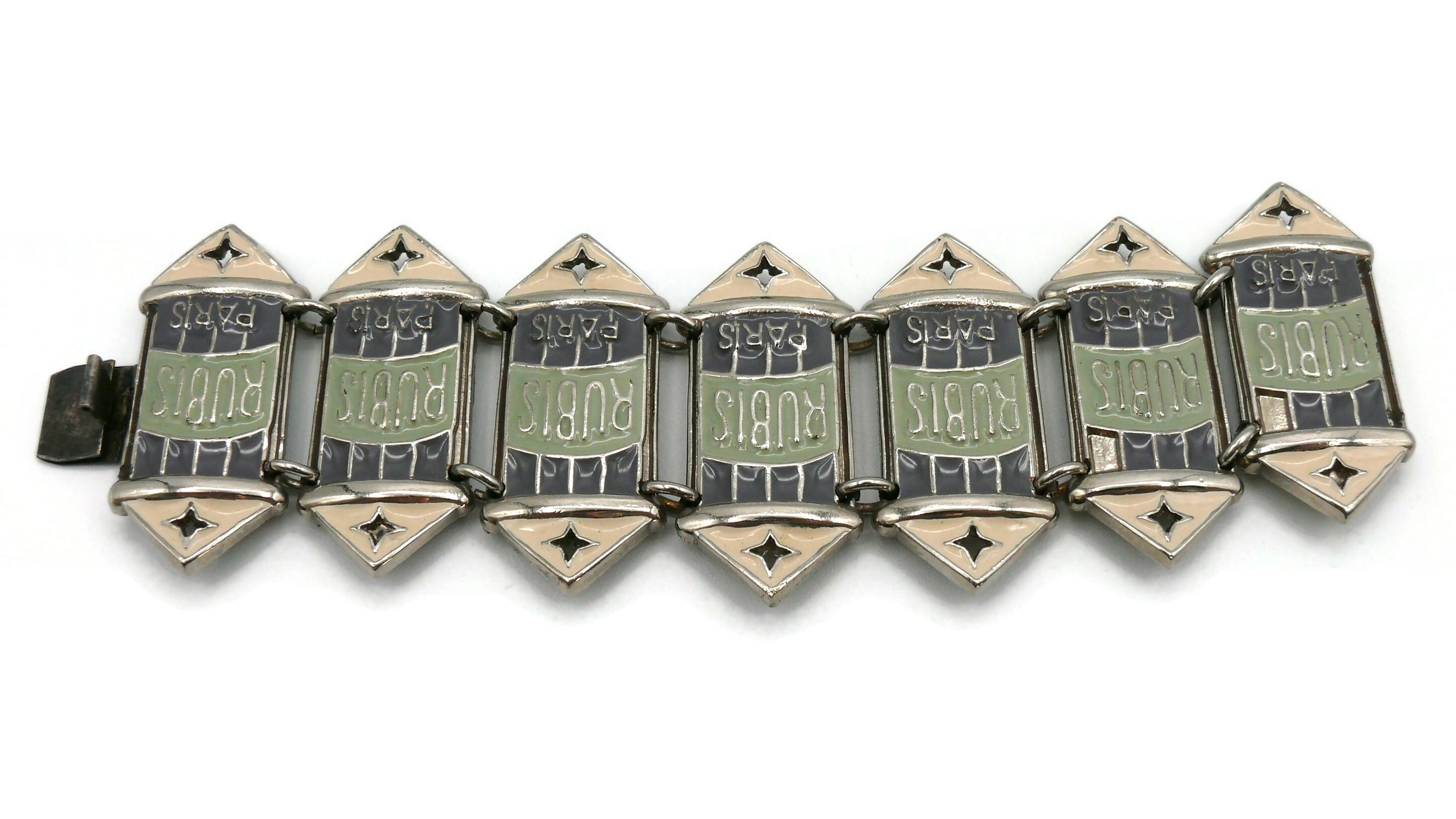 JEAN PAUL GAULTIER Vintage Rubis Paris Enamel Cuff Bracelet For Sale 3