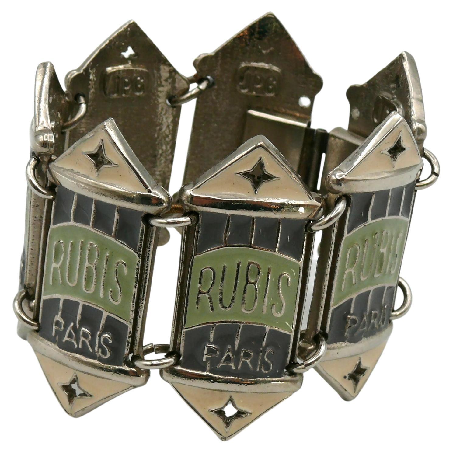 JEAN PAUL GAULTIER Vintage Rubis Paris Enamel Cuff Bracelet For Sale