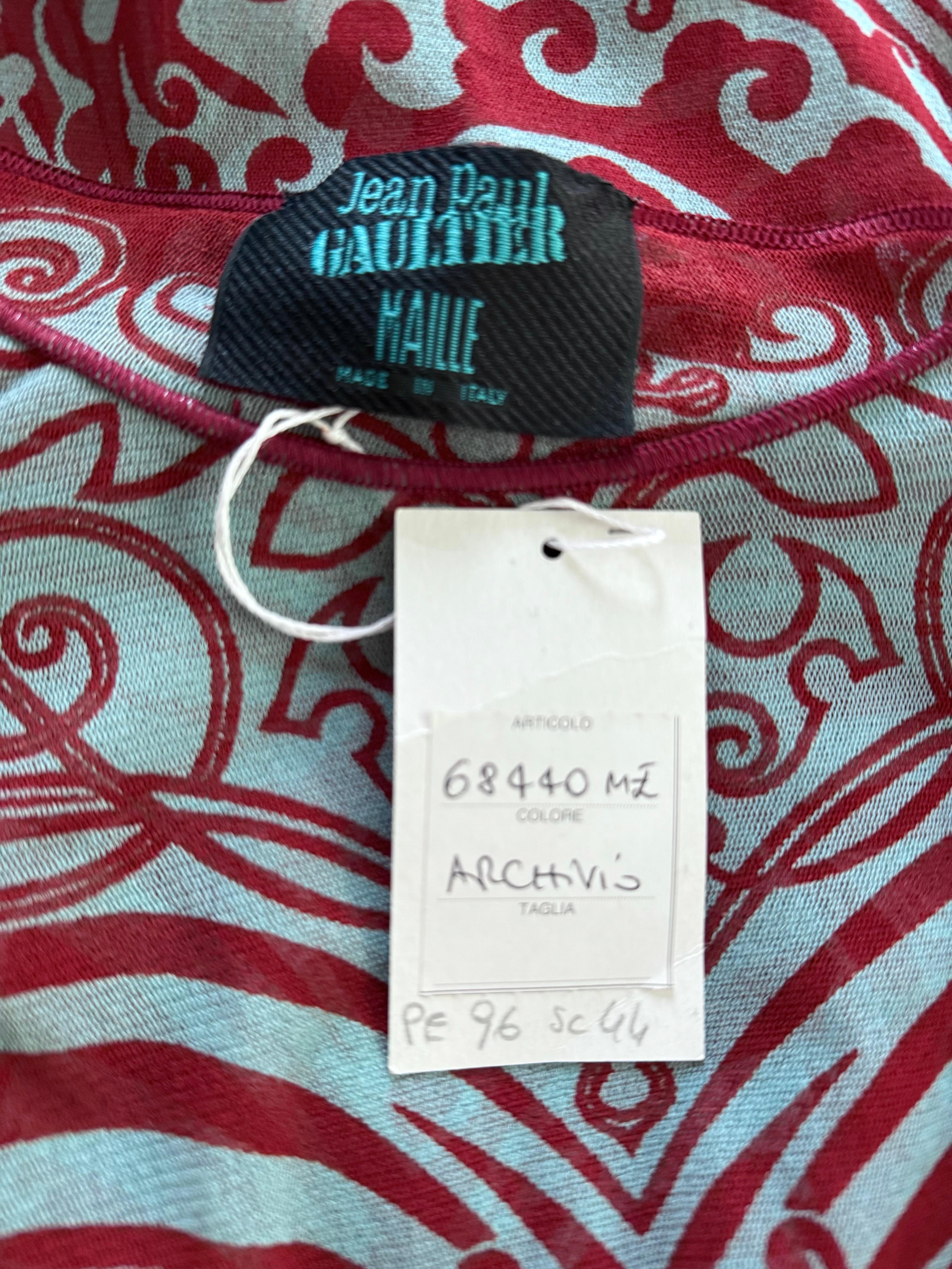 JEAN PAUL GAULTIER Vintage S/S 1996 Vestido de malla transparente con tatuaje tribal Cyberbaba en venta 3