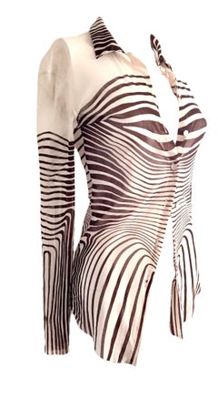 JEAN PAUL GAULTIER Vintage S/S 1996 Cyberbaba Zebra Sheer Mesh Illusion Top