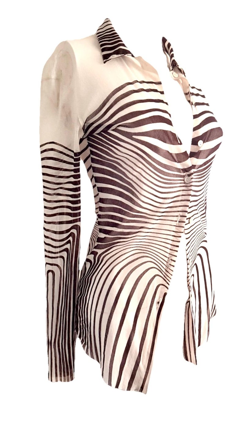 JEAN PAUL GAULTIER Vintage S/S 1996 Cyberbaba Zebra Sheer Mesh