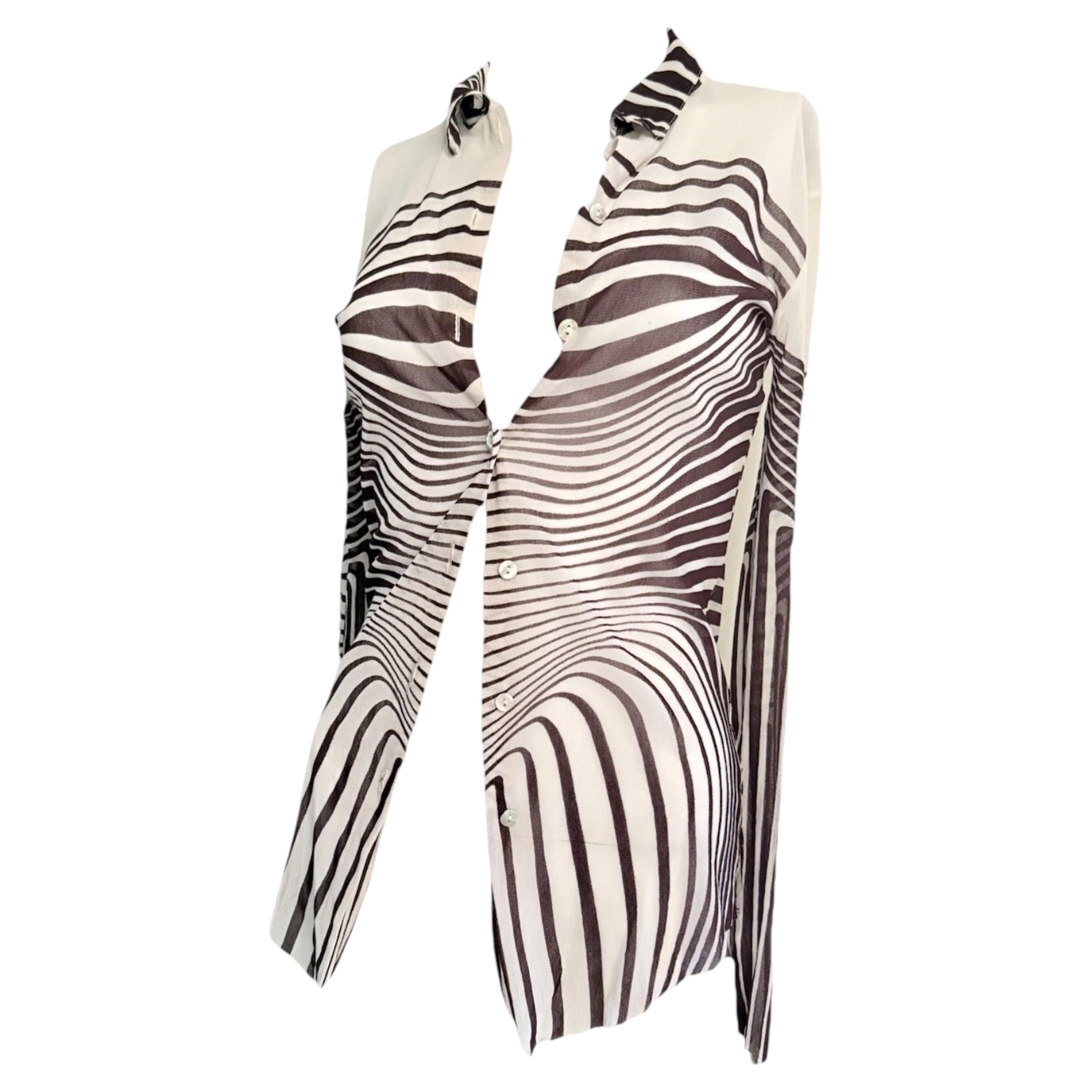 JEAN PAUL GAULTIER Vintage S/S 1996 Cyberbaba Zebra Sheer Mesh