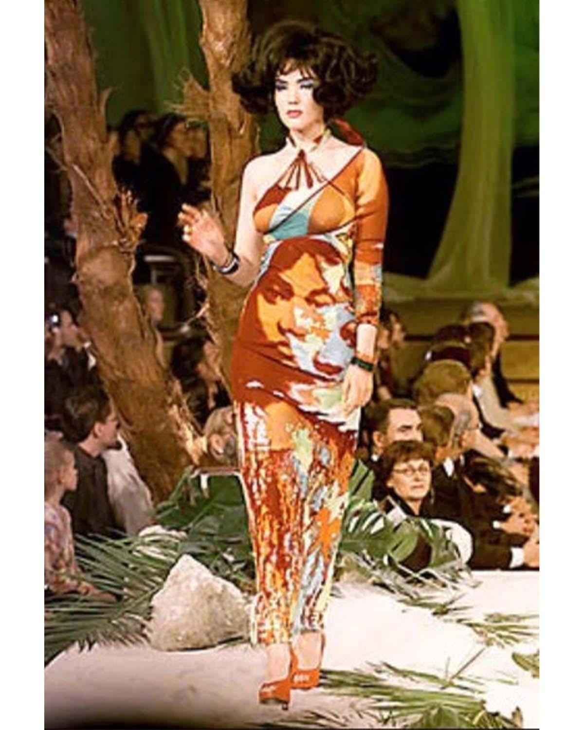 Women's Jean Paul Gaultier Vintage S/S 2000’s Runway Faces Halter Neck Dress