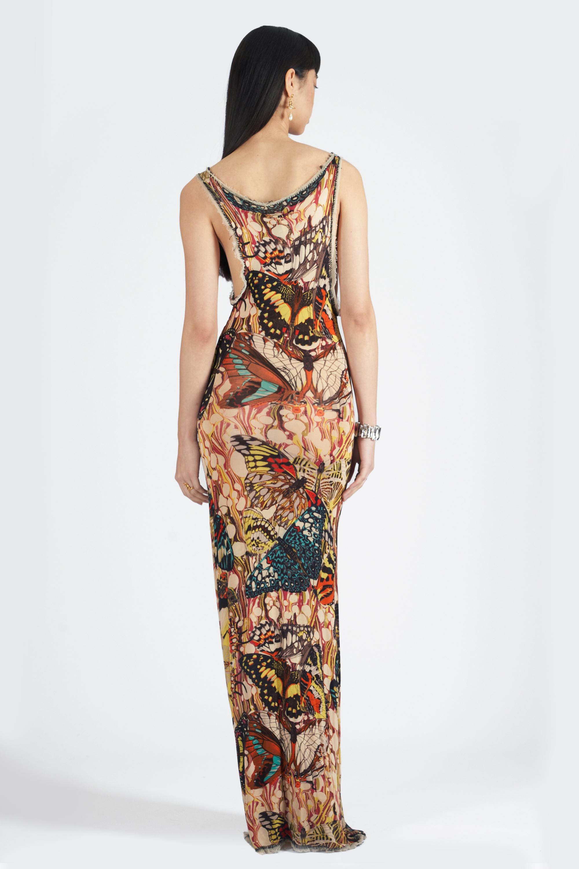 Jean Paul Gaultier Vintage S/S 2003 Maxi Vestido Mariposa en Excelente Estado en London, GB