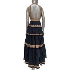 Jean Paul Gaultier Vintage S/S 2006 Runway Black Gold Halterneck Dress Sz.40