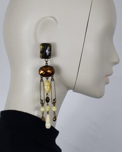 JEAN PAUL GAULTIER Vintage Safety Pin Shoulder Duster Dangling Earrings