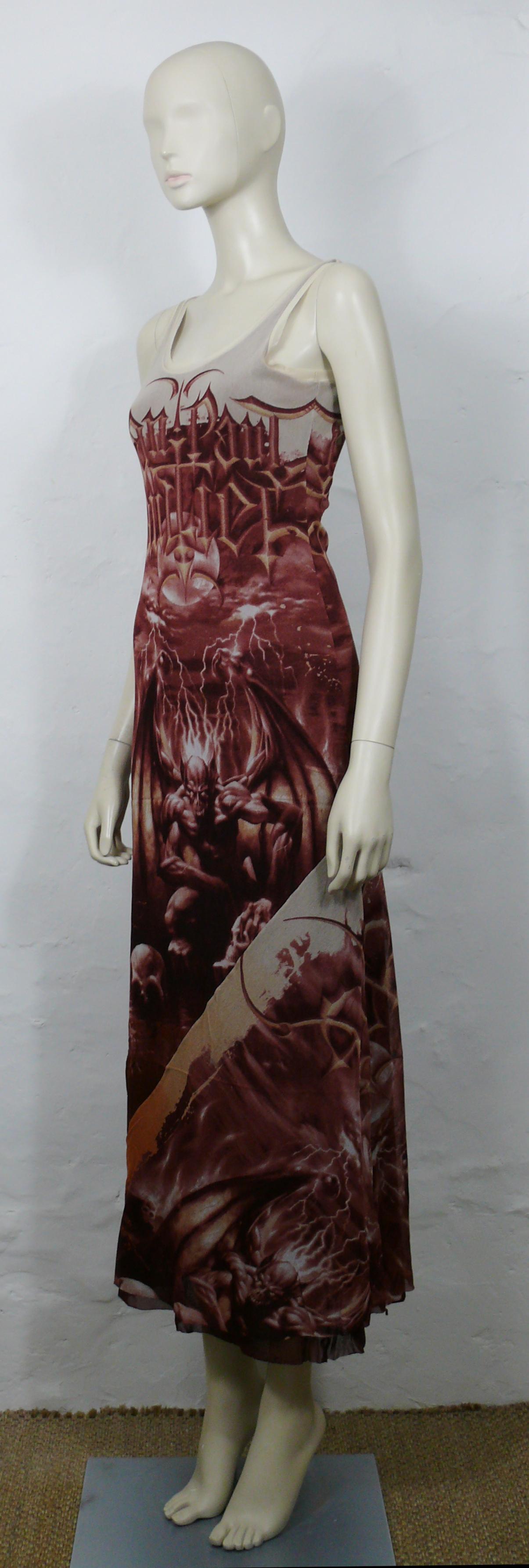 JEAN PAUL GAULTIER Vintage Semi Sheer Devil Demon Inferno Dress Size M In Good Condition For Sale In Nice, FR
