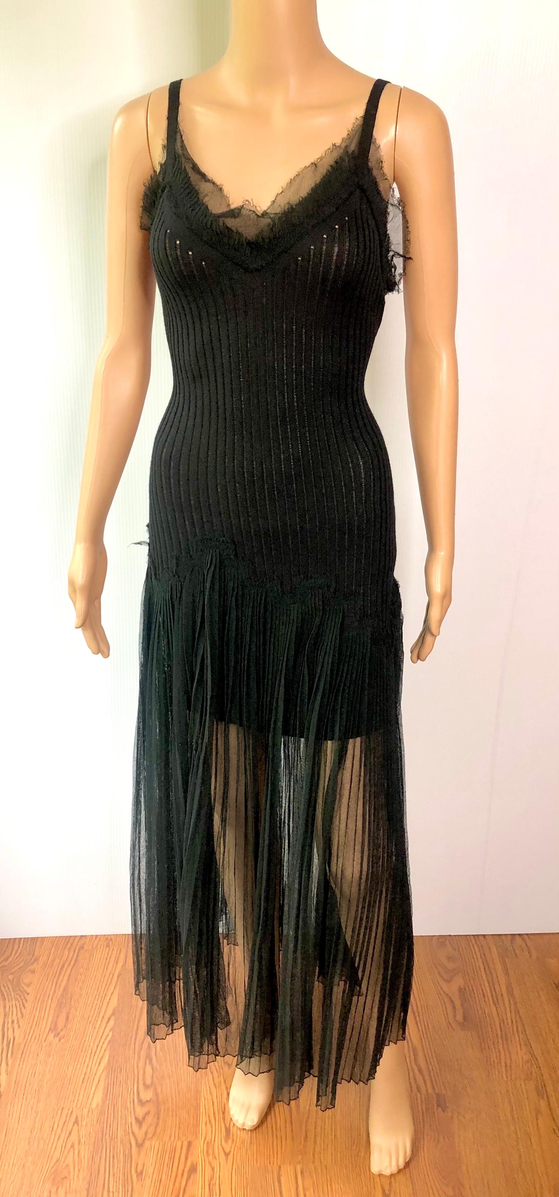 Jean Paul Gaultier - Robe longue noire vintage en maille semi-transparente et maille en maille Bon état - En vente à Naples, FL