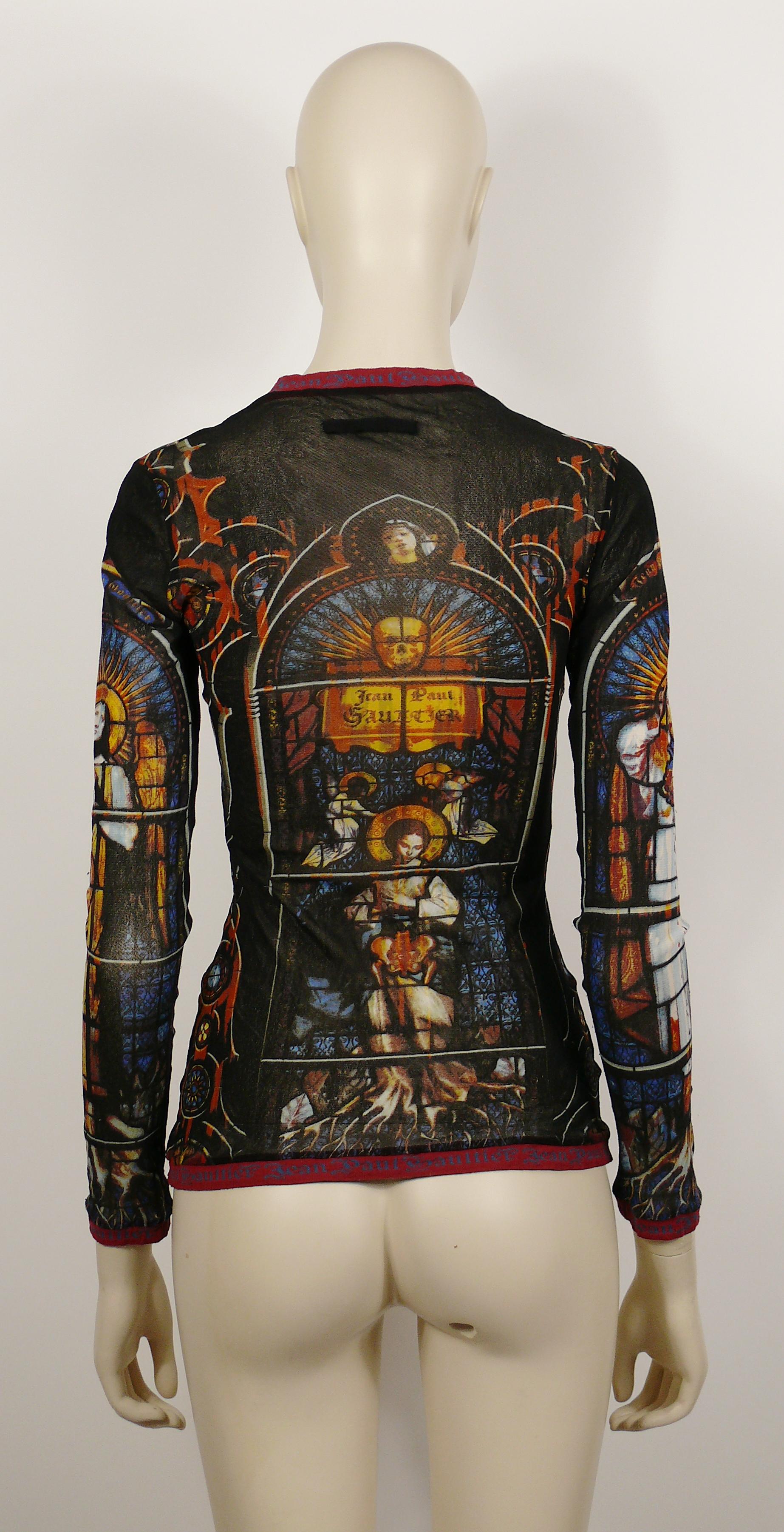 Black Jean Paul Gaultier Vintage Sheer Cathedral Stained Glass Tattoo Top Size S