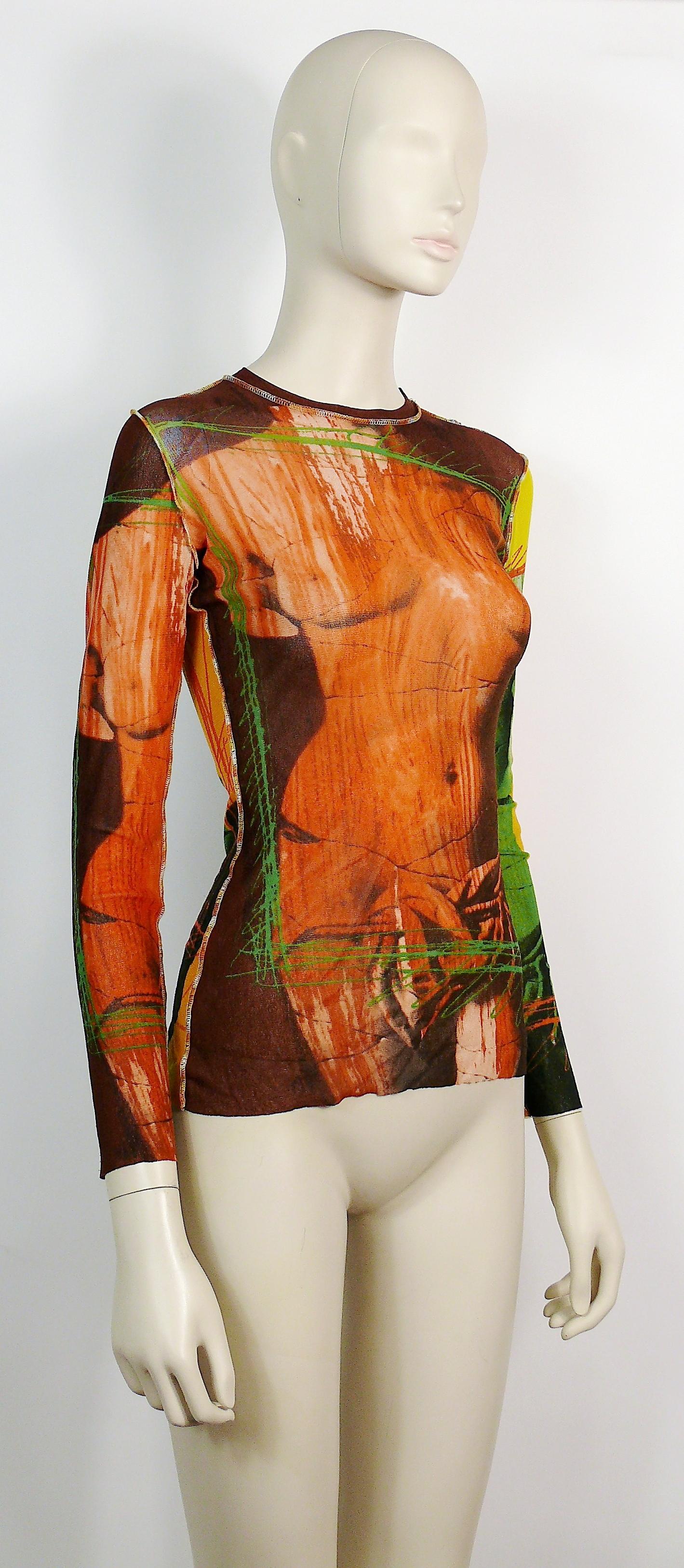 JEAN PAUL GAULTIER vintage iconic sheer mesh top featuring a multicolor Ancient Greek Venus bust print.

Label reads JEAN PAUL GAULTIER MAILLE Made in Italy.

Missing size tag.
Please refer to measurements.

Composition label reads : 100%