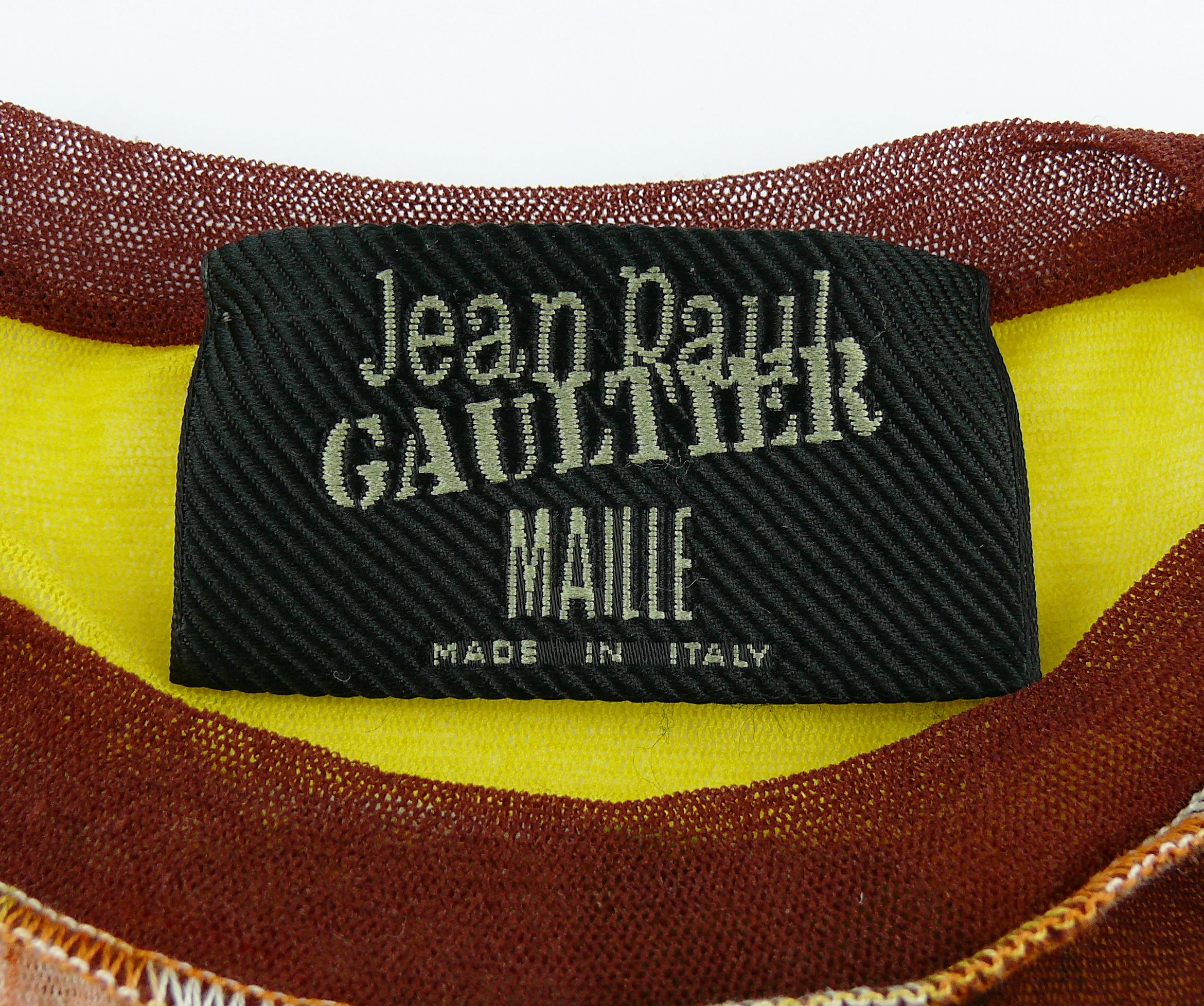 Brown Jean Paul Gaultier Vintage Sheer Mesh Ancient Greek Venus Bust Print Top
