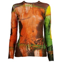 Jean Paul Gaultier Vintage Sheer Mesh Ancient Greek Venus Bust Print Top