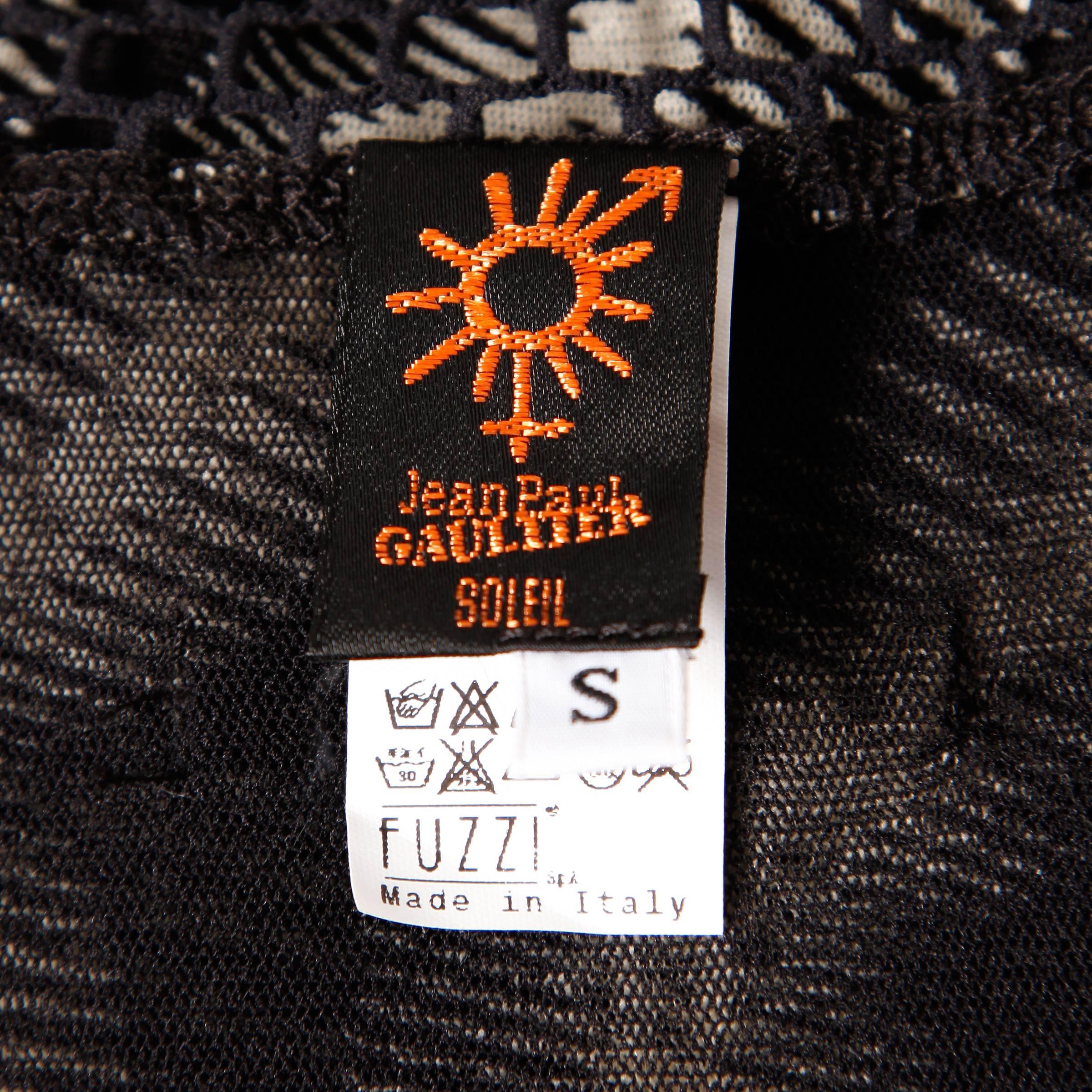 Robe vintage Jean Paul Gaultier en maille transparente noire et blanche à imprimé graphique op art Excellent état - En vente à Sparks, NV