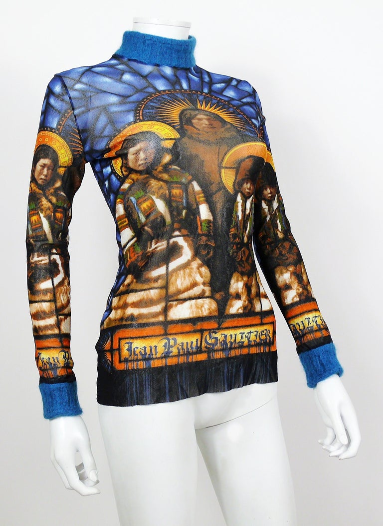 JEAN PAUL GAULTIER printed mesh with trim