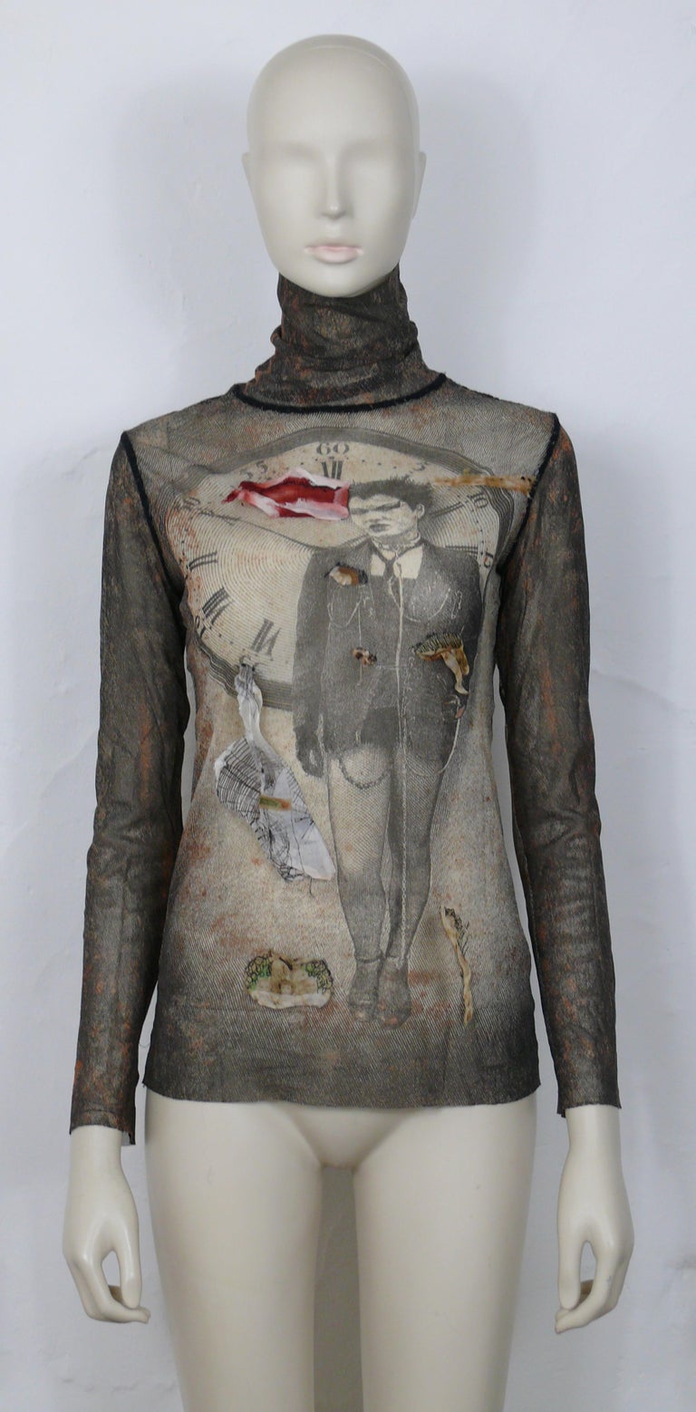 Jean Paul Gaultier Vintage Sheer Mesh Punk Lady an Clock Jean Paul Gaultier Vintage Sheer Mesh Punk Lady an Clock