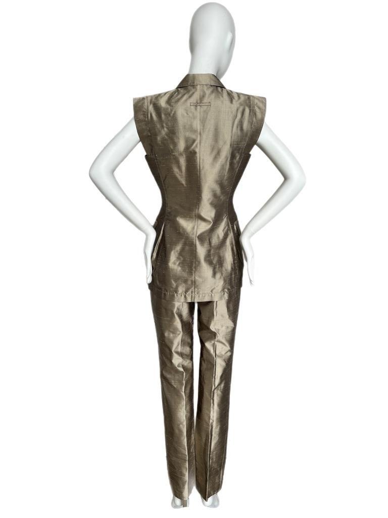 JEAN PAUL GAULTIER Vintage Silk Double Breasted Suit Mother of Pearl Buttons In New Condition For Sale In Leonardo, NJ