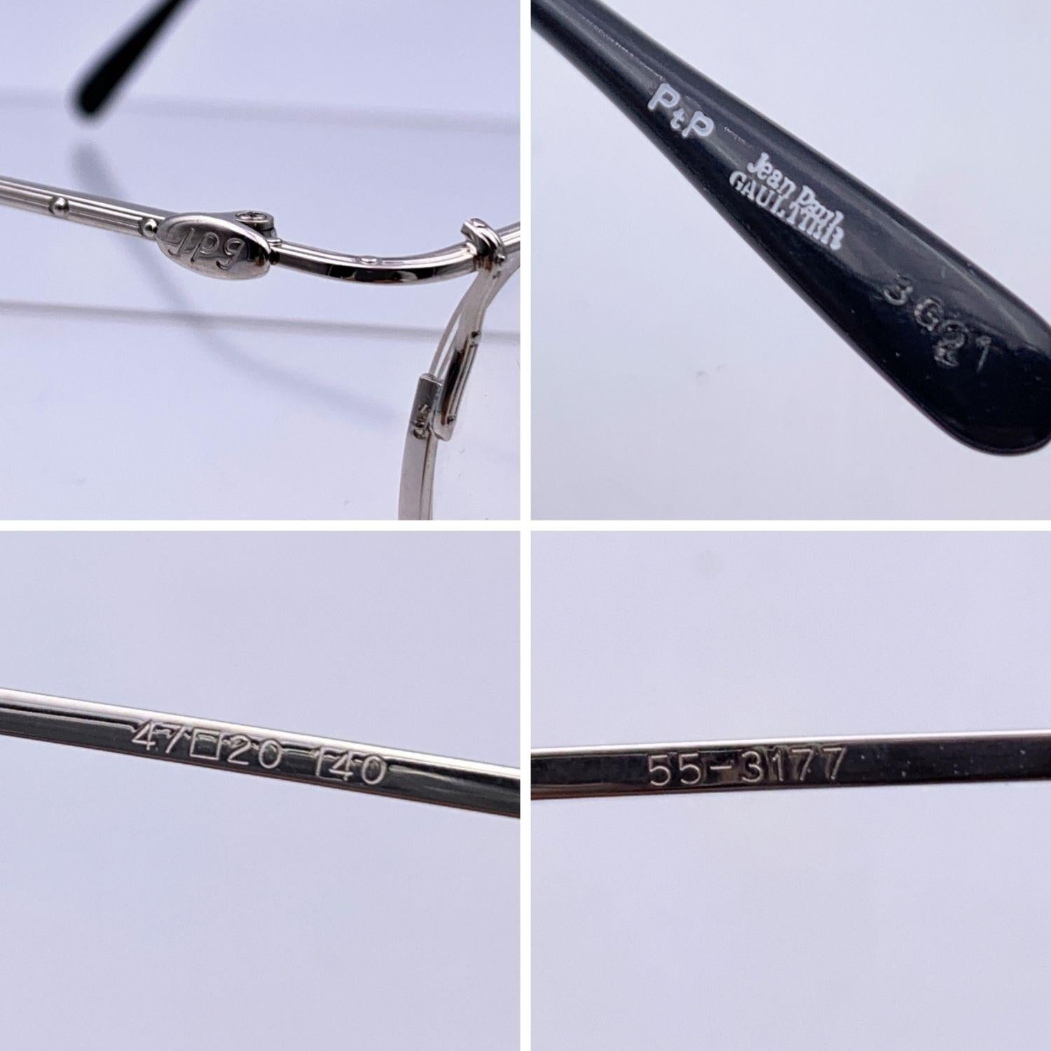 Women's Jean Paul Gaultier Vintage Silver Metal 55-3177 Eyeglasses 47/20 140mm