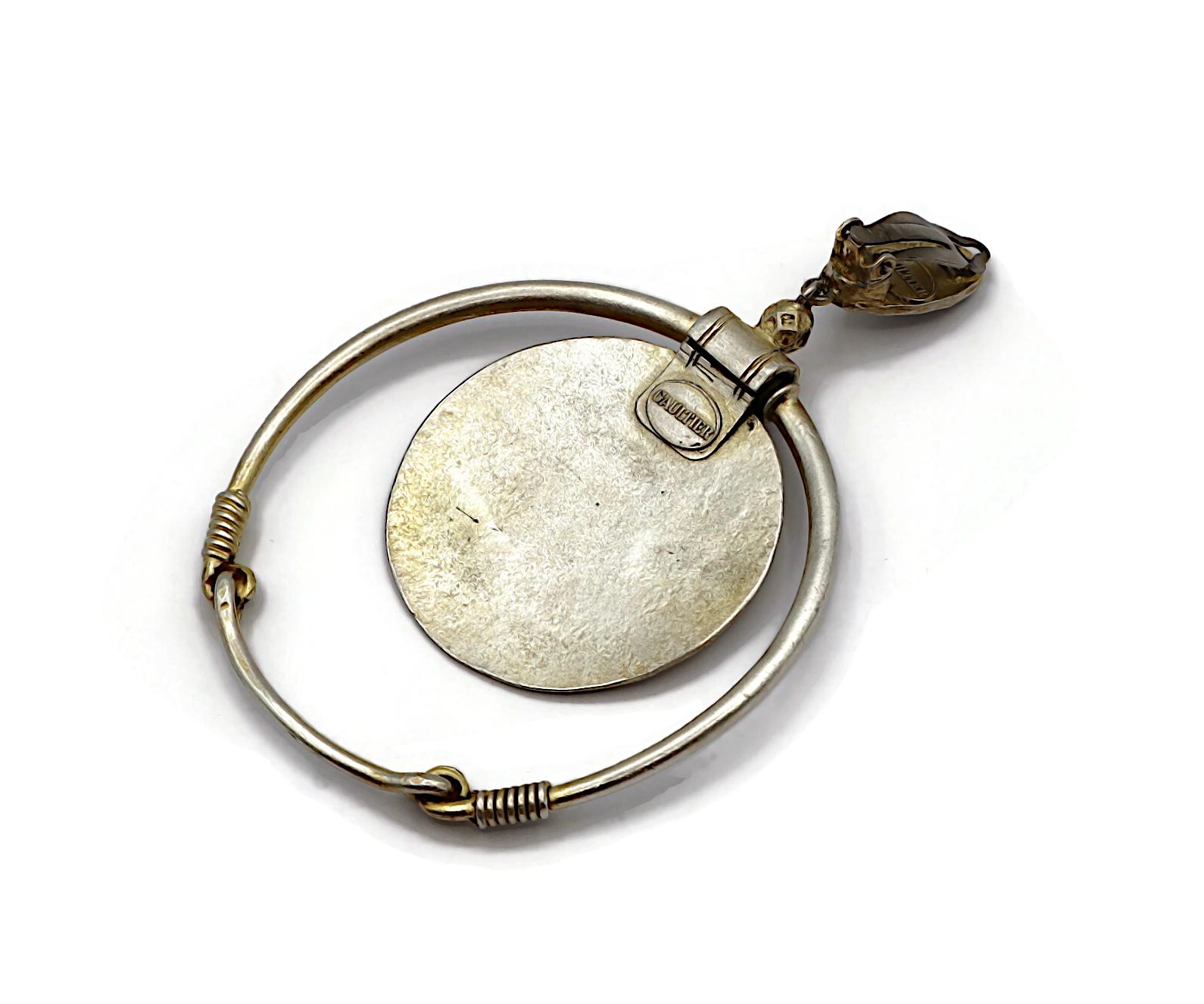 JEAN PAUL GAULTIER Vintage Silver Tone Hoop Earrings For Sale 7