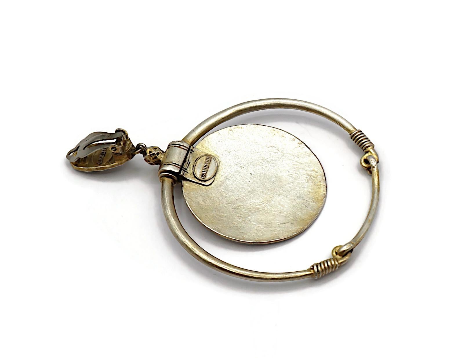JEAN PAUL GAULTIER Vintage Silver Tone Hoop Earrings For Sale 9