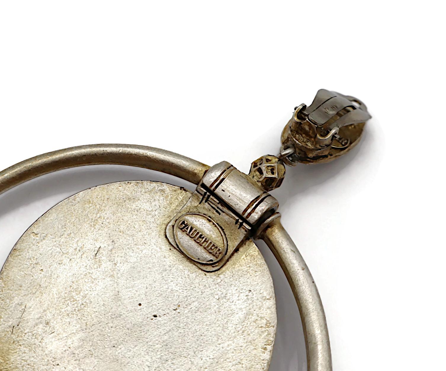 JEAN PAUL GAULTIER Vintage Silver Tone Hoop Earrings For Sale 11
