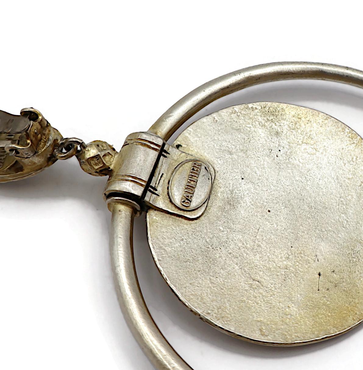 JEAN PAUL GAULTIER Vintage Silver Tone Hoop Earrings For Sale 12