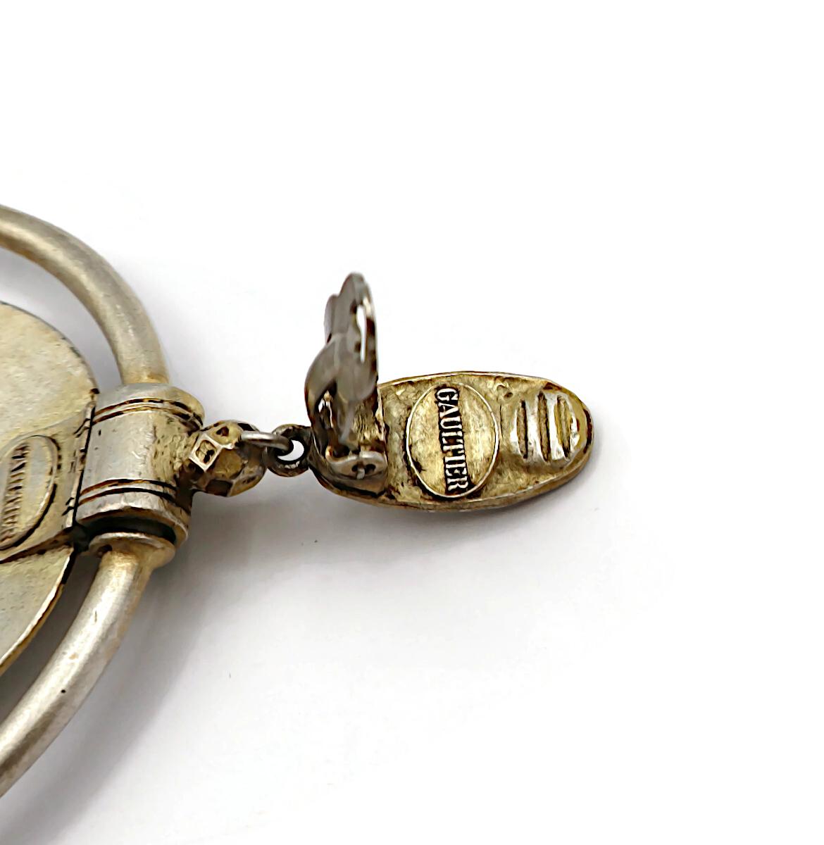 JEAN PAUL GAULTIER Vintage Silver Tone Hoop Earrings For Sale 13