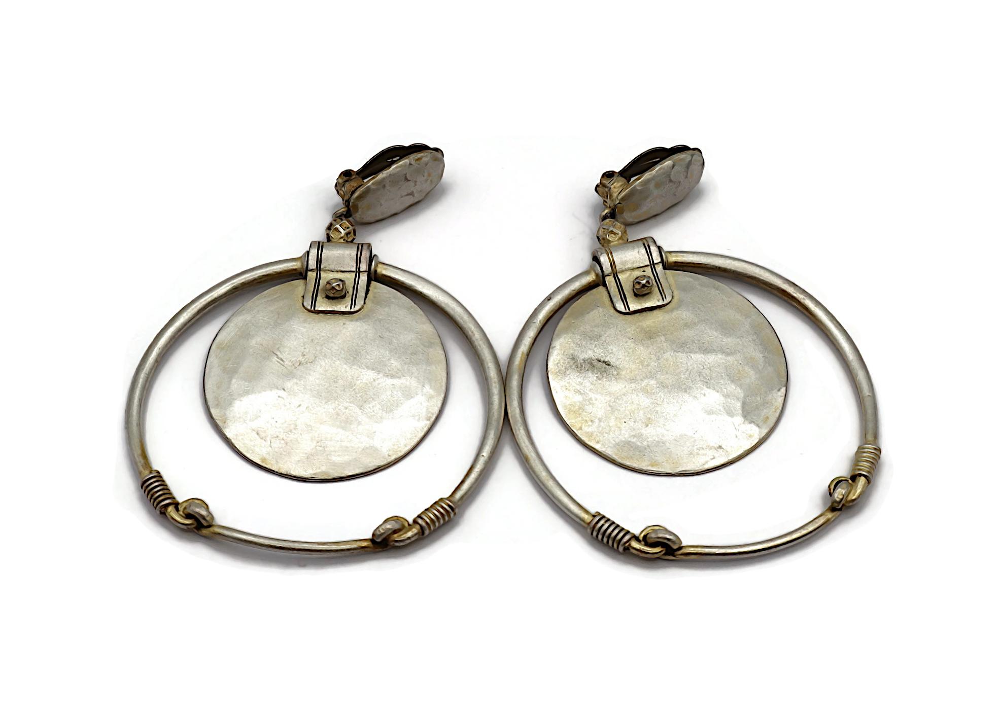 Women's JEAN PAUL GAULTIER Vintage Silver Tone Hoop Earrings For Sale