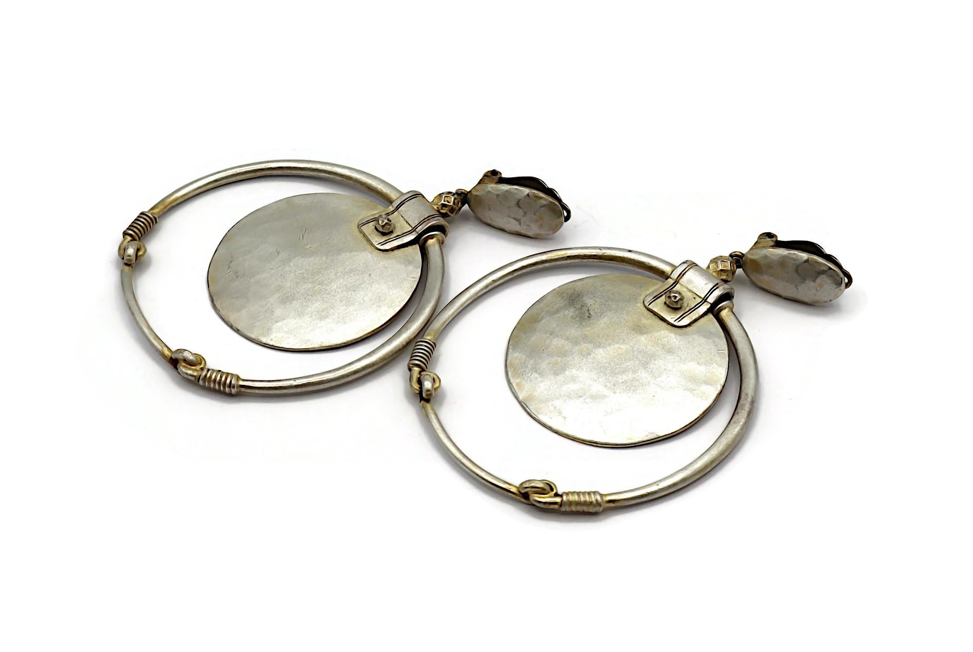 JEAN PAUL GAULTIER Vintage Silver Tone Hoop Earrings For Sale 1