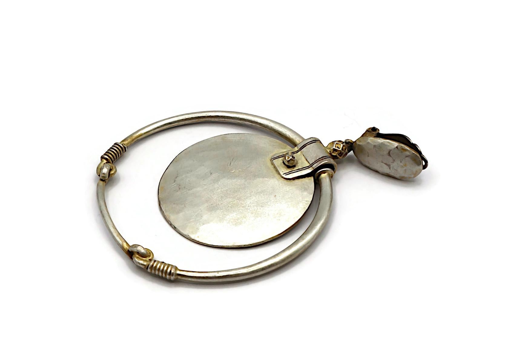 JEAN PAUL GAULTIER Vintage Silver Tone Hoop Earrings For Sale 2
