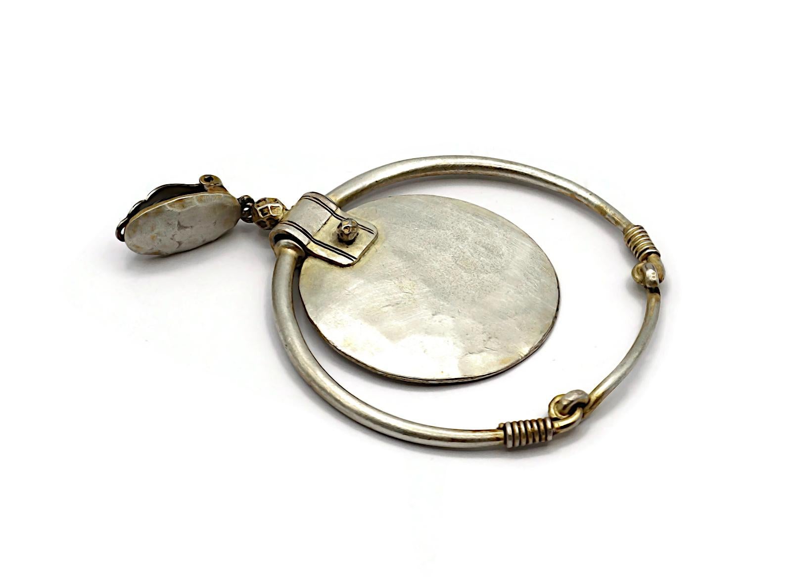 JEAN PAUL GAULTIER Vintage Silver Tone Hoop Earrings For Sale 3