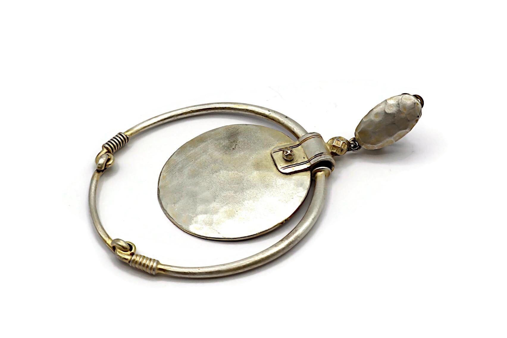 JEAN PAUL GAULTIER Vintage Silver Tone Hoop Earrings For Sale 4