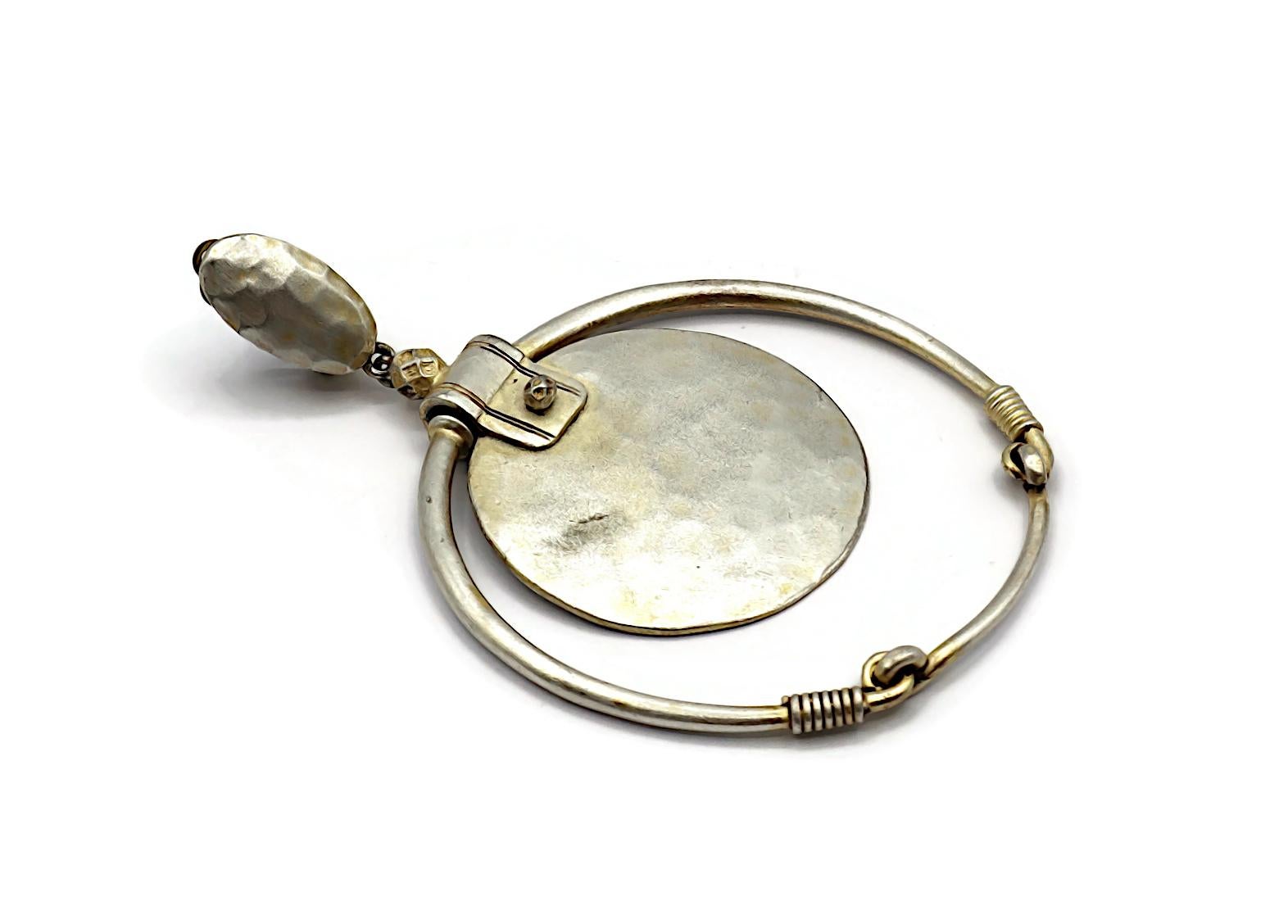 JEAN PAUL GAULTIER Vintage Silver Tone Hoop Earrings For Sale 5