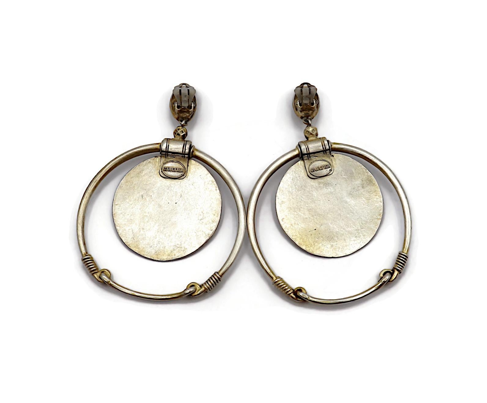 JEAN PAUL GAULTIER Vintage Silver Tone Hoop Earrings For Sale 6