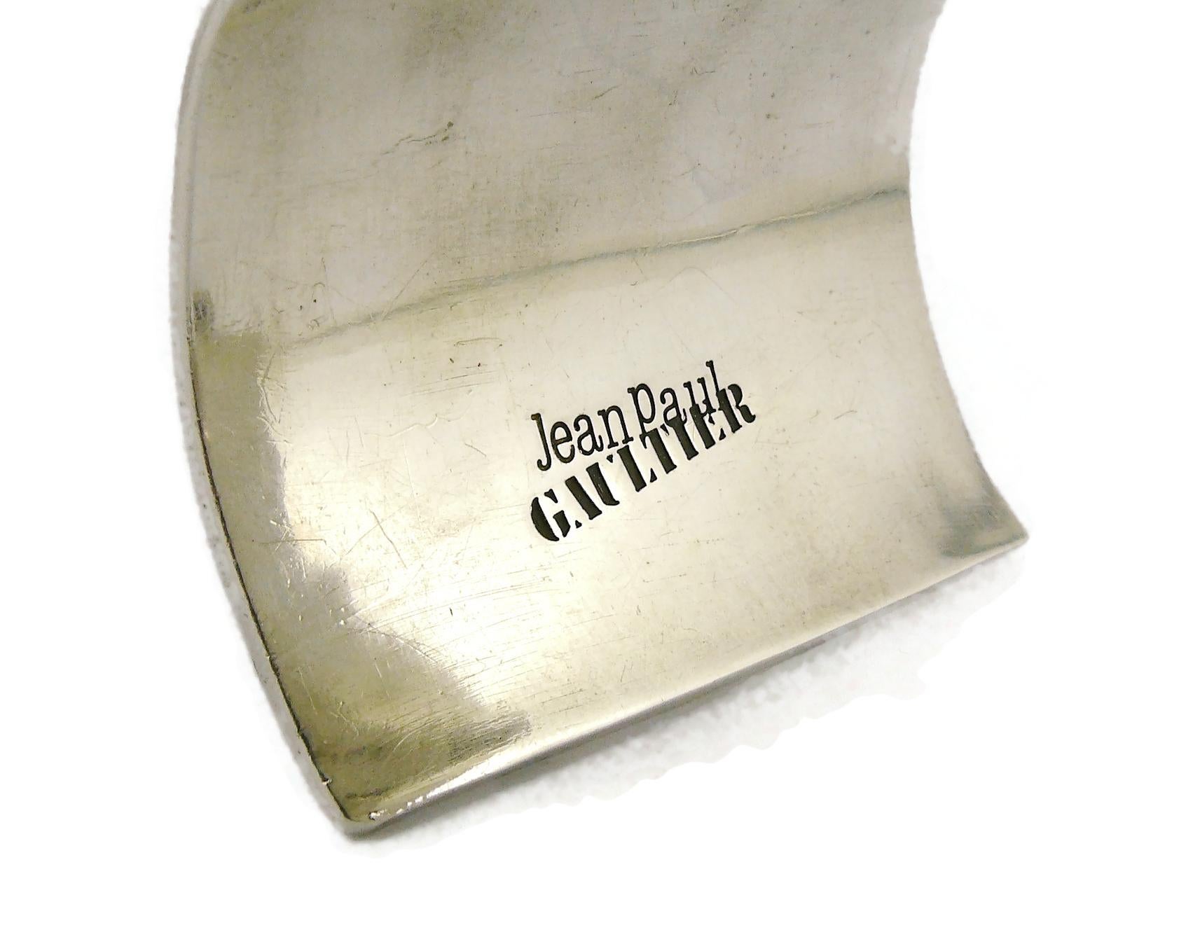 Jean Paul Gaultier Vintage Silver Toned Wide Cuff Bracelet with Buckle Details 6