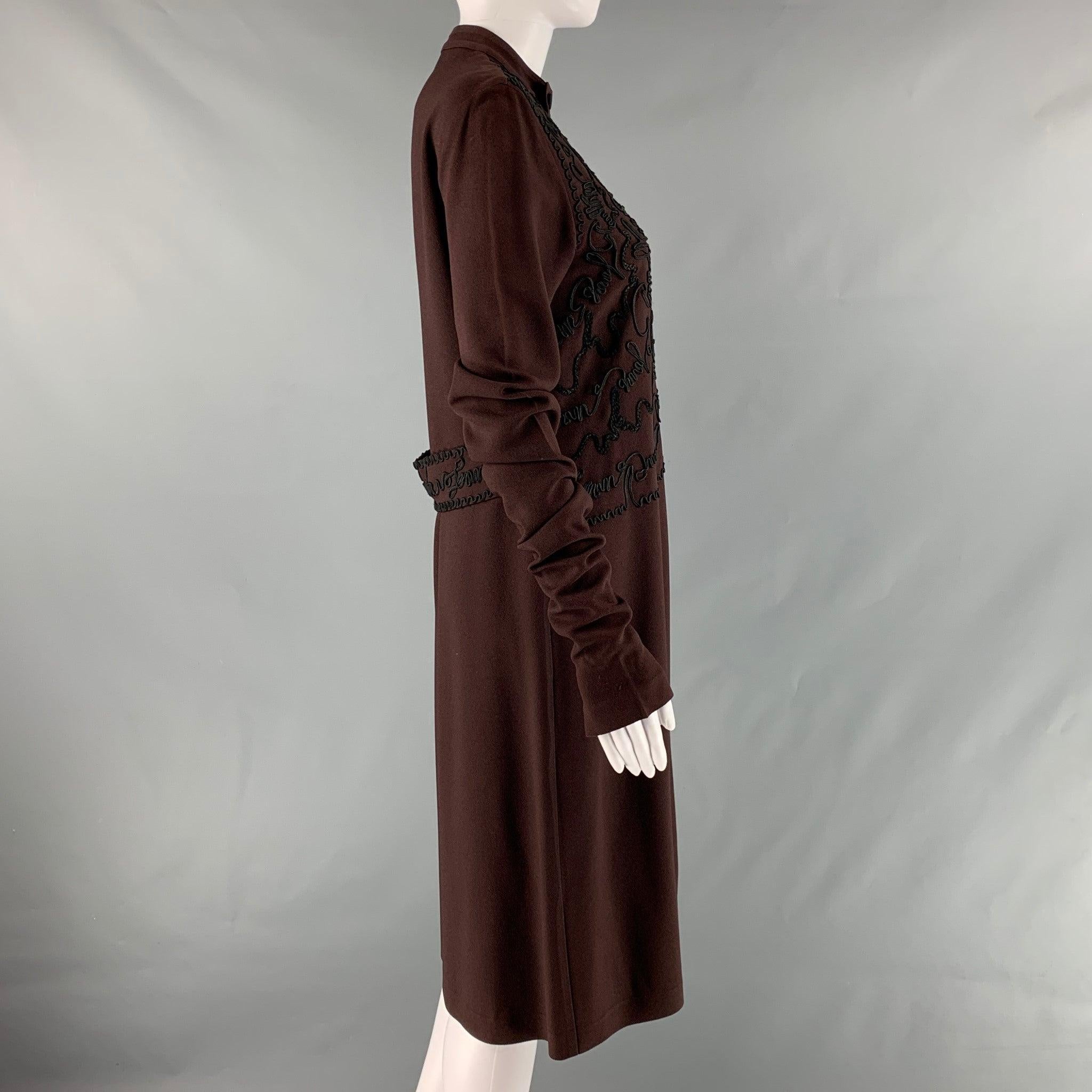JEAN PAUL GAULTIER VINTAGE Size 8 Brown Black Polyester Blend Dress In Excellent Condition For Sale In San Francisco, CA