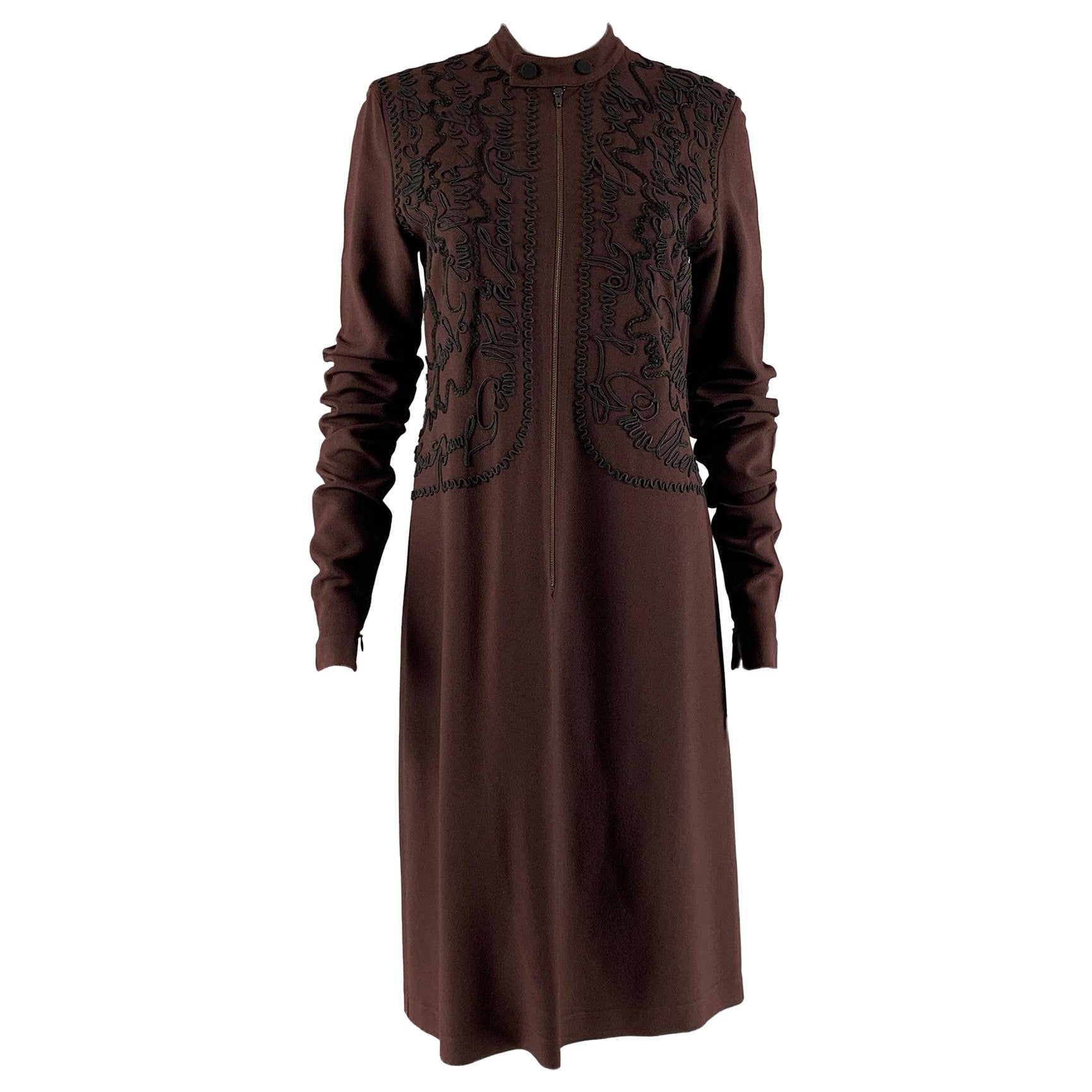 JEAN PAUL GAULTIER VINTAGE Taglia 8 Abito in misto poliestere marrone e nero