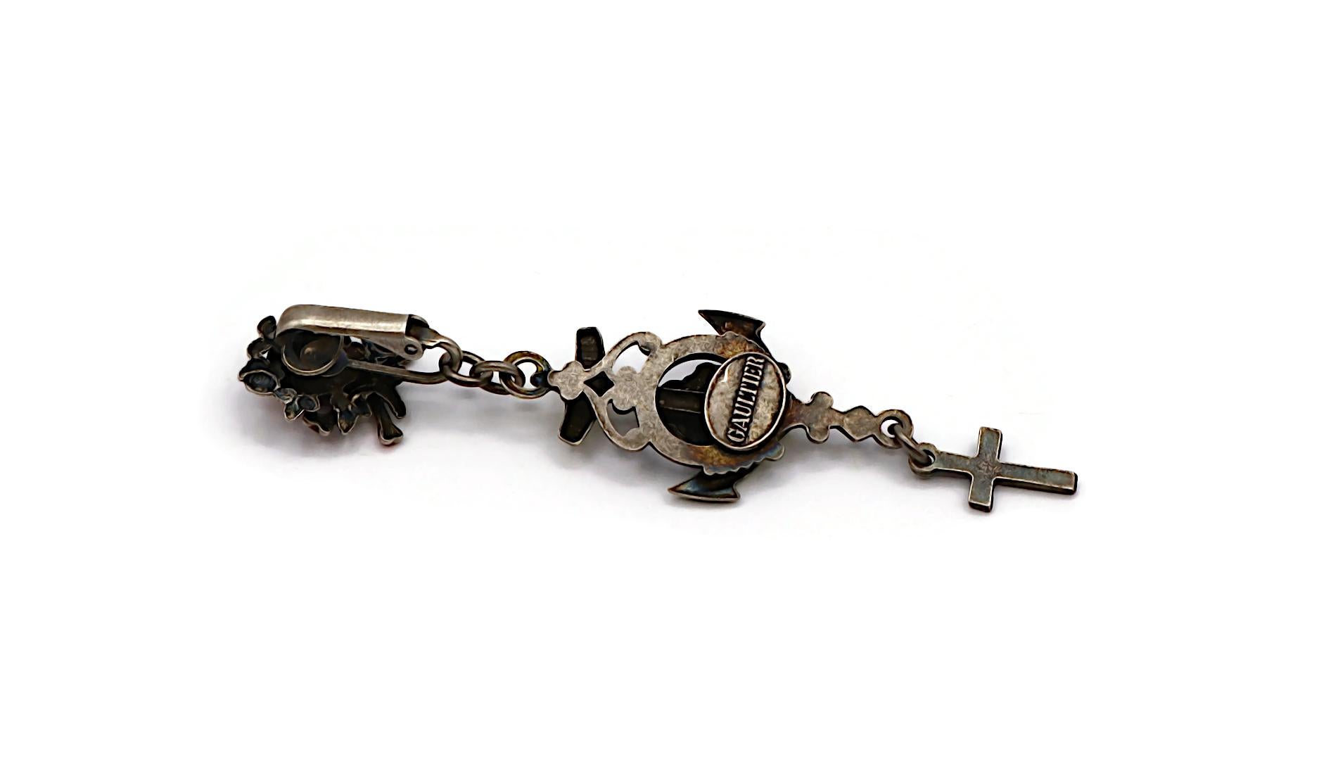 JEAN PAUL GAULTIER Vintage Skull, Cherub, Anchor & Cross Dangle Earrings For Sale 7