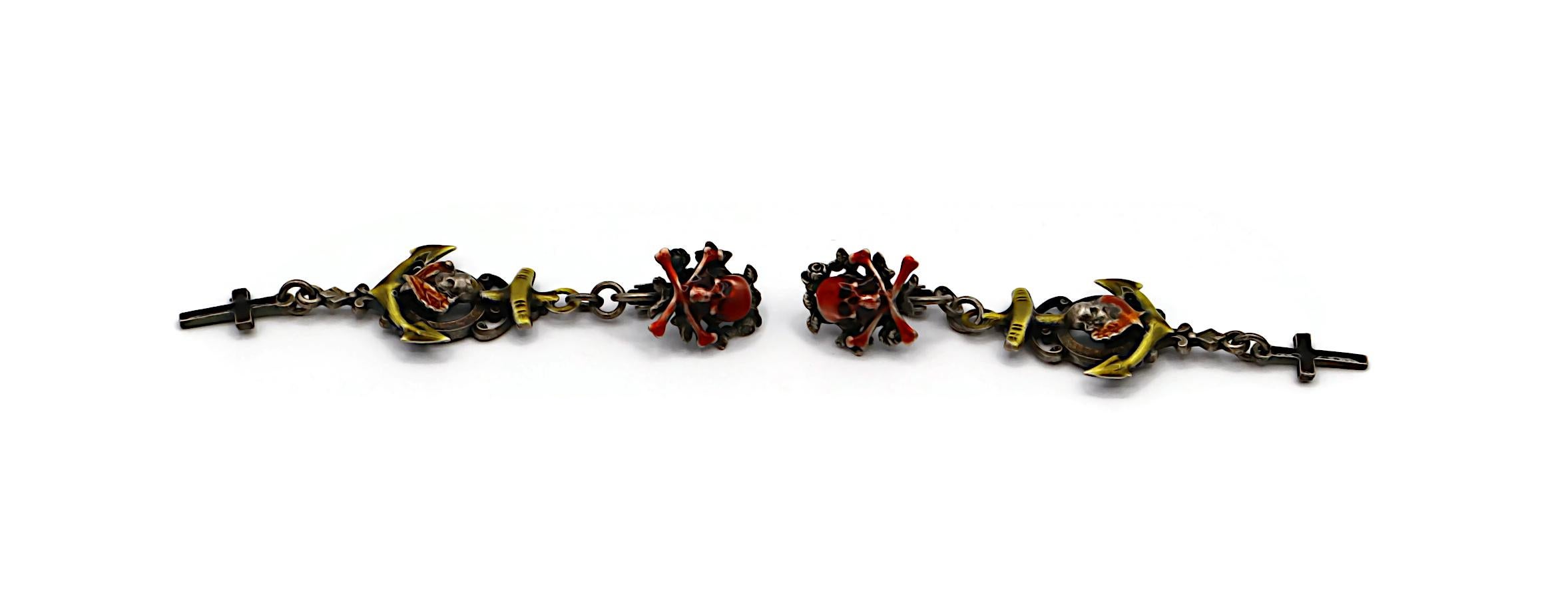 JEAN PAUL GAULTIER Vintage Skull, Cherub, Anchor & Cross Dangle Earrings For Sale 2