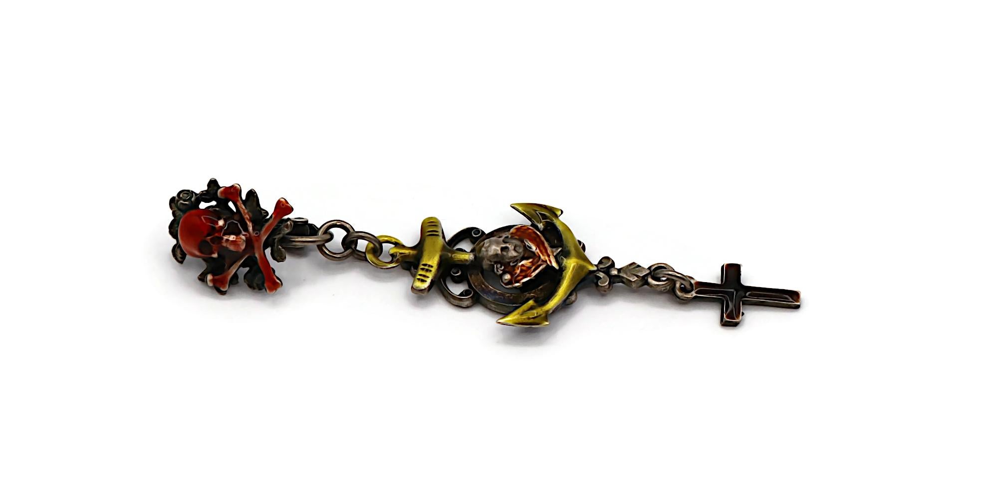 JEAN PAUL GAULTIER Vintage Skull, Cherub, Anchor & Cross Dangle Earrings For Sale 4