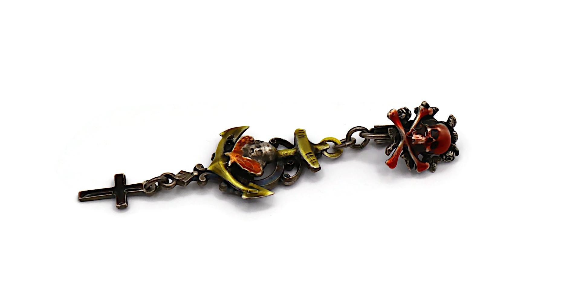 JEAN PAUL GAULTIER Vintage Skull, Cherub, Anchor & Cross Dangle Earrings For Sale 6