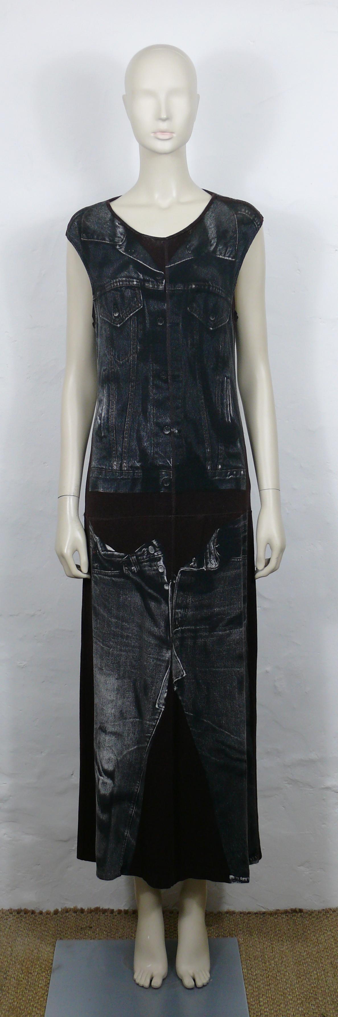 Black JEAN PAUL GAULTIER Vintage Sleevless Trompe L'oeil Maxi Dress For Sale