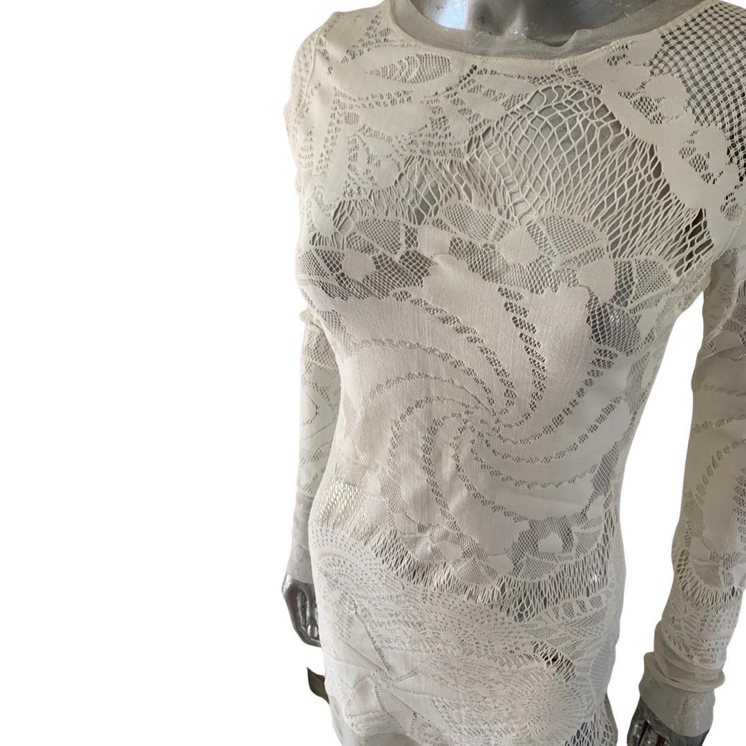 Gray Jean Paul Gaultier Vintage Soleil White Knit Mesh Dress NWT Size Large