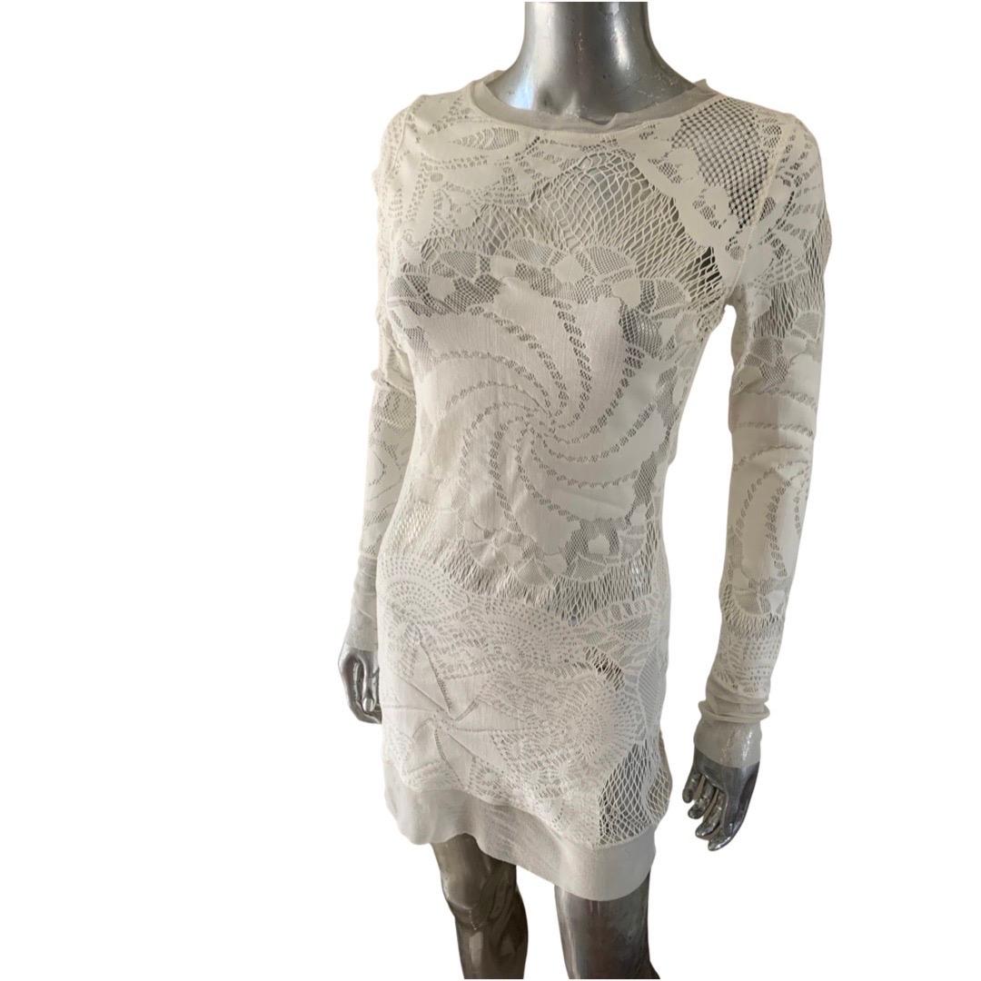 Jean Paul Gaultier Vintage Soleil White Knit Mesh Dress NWT Size Large In Excellent Condition In Palm Springs, CA
