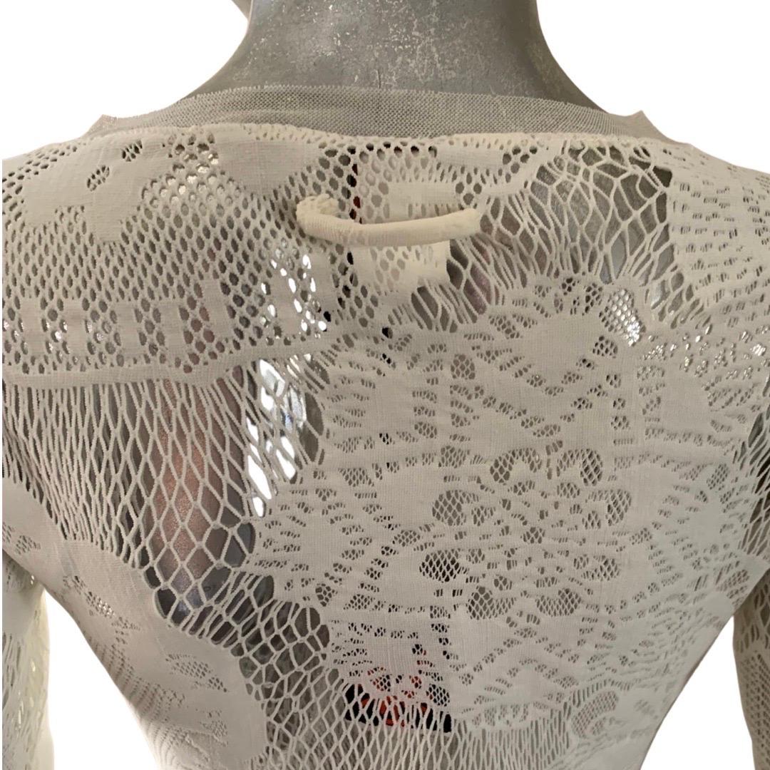 Women's Jean Paul Gaultier Vintage Soleil White Knit Mesh Dress NWT Size Large